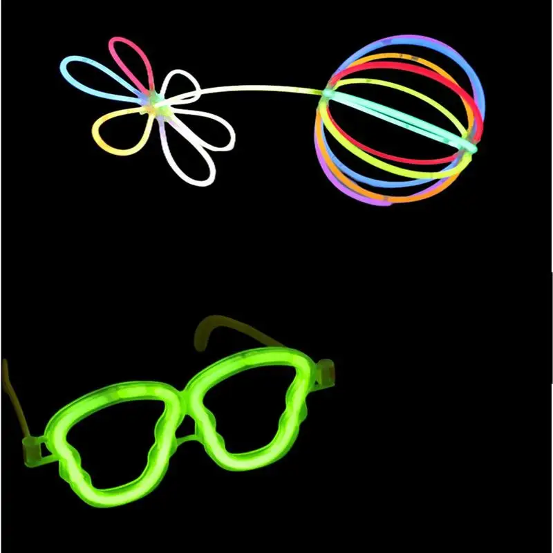 205Pcs Glow in The Dark Kit 100 Party Sticks Eye Glasses kit-Bracelets Necklaces 12 Hours Pack 8 inch for Home