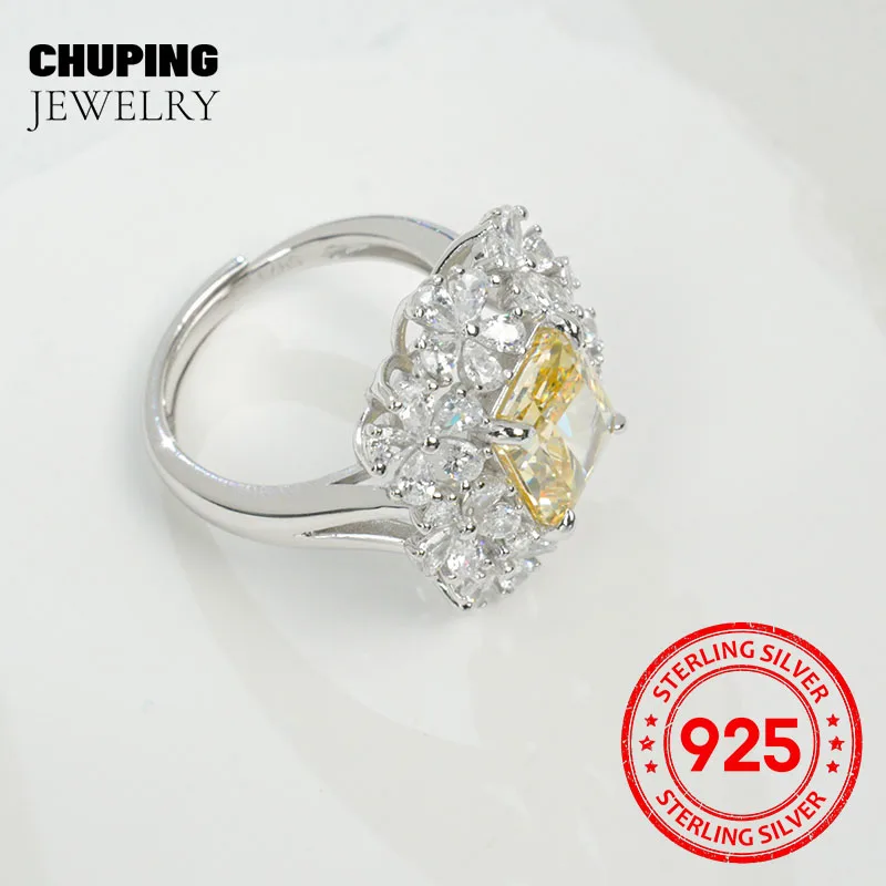 Кольцо из серебра 925 пробы с желтым кубическим цирконием «дробленый лед» от ChuPing Fashion Jewelry, для помолвки, подарка на День святого Валентина, блестящее, изысканное, для женщин (art.: 3920d7bb5ec91) - 3920d7bb5ec91