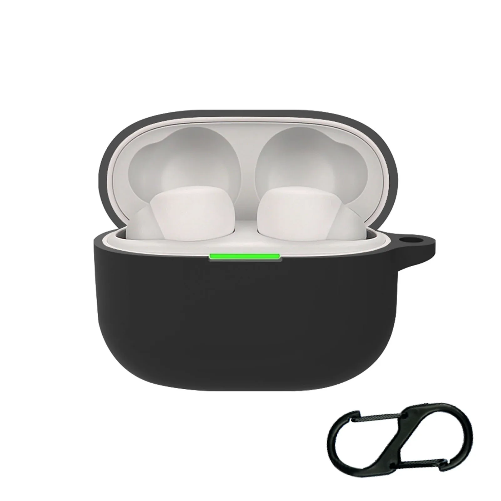

For Sony LinkBud S Wireless Earbuds Soft Silicone Shell Case Anti Dust Earphone Cases Protective Cover With Metal Carabiner