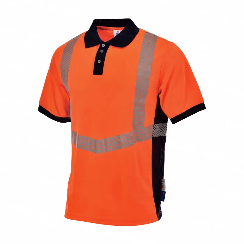 

Hi Vis Orange Safety Polo Shirts Reflective Workwear Shirt Work shirts Tops Short Sleeve with 3M Reflective Stripes