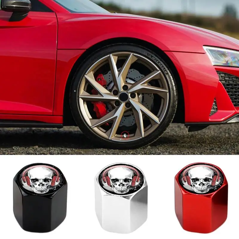 

Колпачки для стержней клапана, колпачки для шин в форме черепа для автомобиля, алюминиевый сплав, 4 шт., универсальные нержавеющие аксессуары для шин для автомобиля, автомобиля