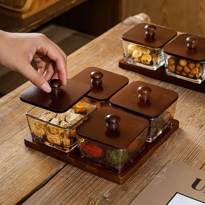 Винтажная разделенная фруктовая чаша в японском стиле с крышкой для дома