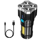 Высокомощная четырехъядерная светодиодная вспышка с зарядкой от USB, мощная яркая светодиодная вссветильник для кемпинга, супер яркая вссветильник, 4-ядерный COB-светильник