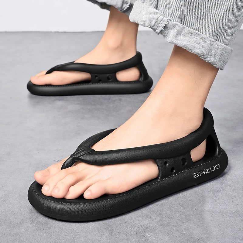 

Unisex Sandals Summer 2023 Luxury Flat Flip Flops Barefoot Beach Casual Trekking Comfortable EVA Slippers Shoes For Men Women
