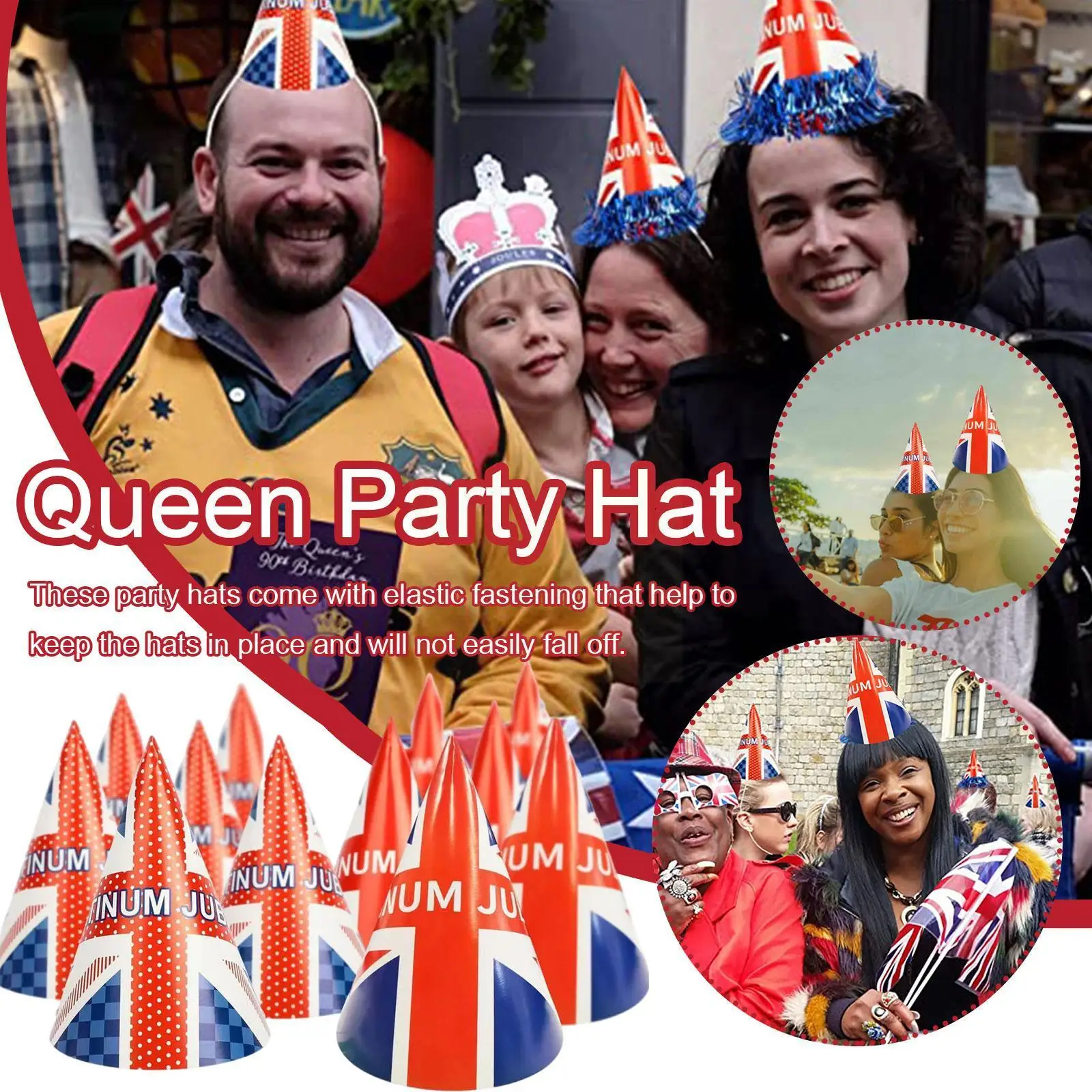 

Лидер продаж, одноразовая шляпа для детской вечеринки «Queen юбилей», модель T7b4