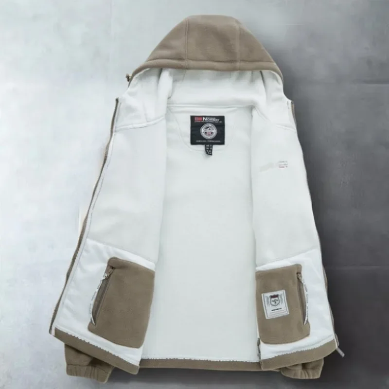 Новая зимняя теплая флисовая куртка с карманом и капюшоном дизайн высокого