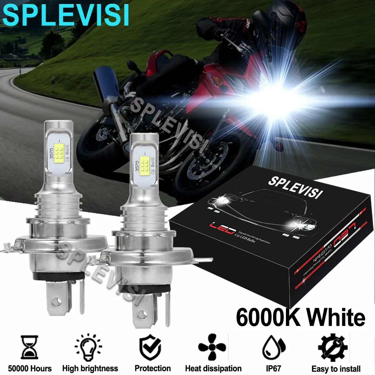 

2PCS White Motorcycle Headlights 6000K For Suzuki Bandit 1200 1997-2005 Bandit600 1996-1999 Bandit 400 1991-1993 VX800 1990-1993