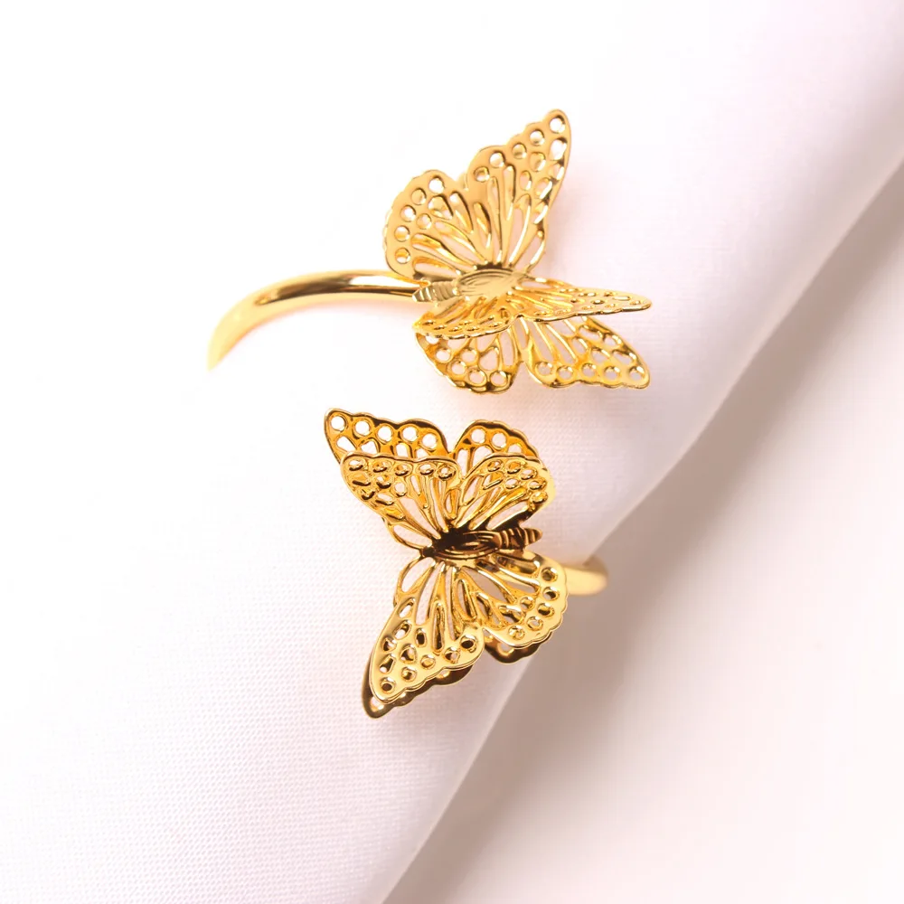 

Napkin Rings Holder Metal Butterfly Buckle Novelties Design Becket For Hotel Banquet Wedding Party Event Dining Table Decoration