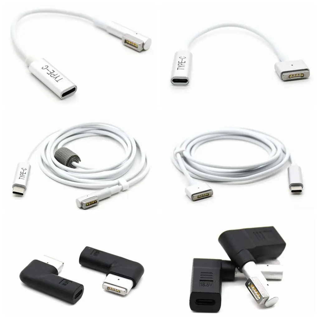 

Кабель-преобразователь с USB 1/2 типа C папа на Magsafe 5. 0 5Pin, адаптер подходит для Macbook ноутбуков смартфонов с портами USB-C