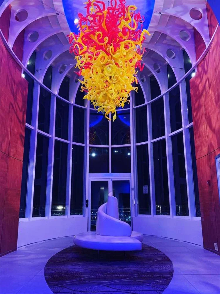 

Модная красочная Люстра для фотостудии, банкетные современные красные и желтые роскошные подвесные светильники ручной работы из стекла