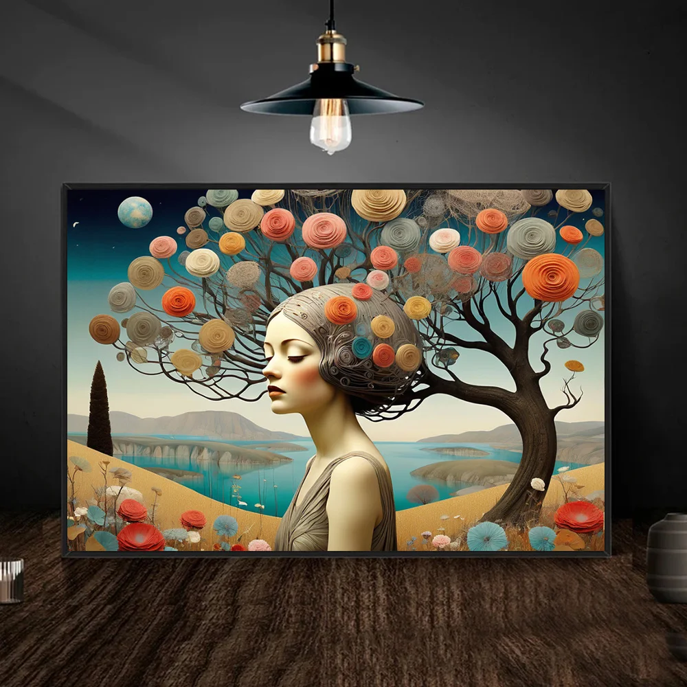 Искусство мечты Surreal искусство искусственное зрение Цветочное дерево фотообои