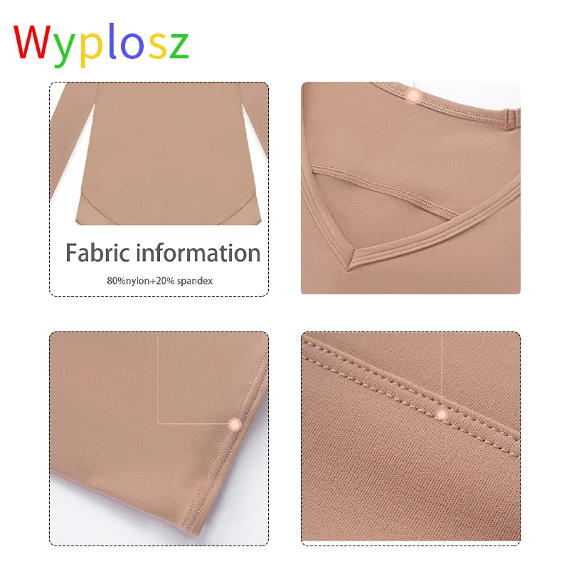 Wyplosz Solid Color Yoga Long Shirts Exercise Workout Running Fitness Quick Drying Sexy Items Fold Ventilation Gym Winter Loose