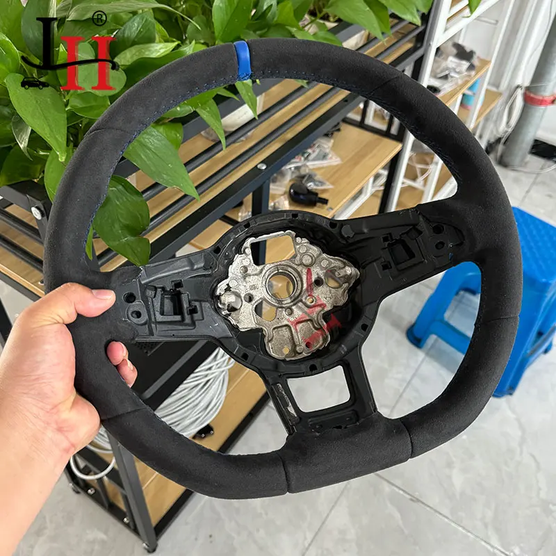 Рулевое колесо из синего материала с отстрочкой и алькантарой подходит для Golf 7