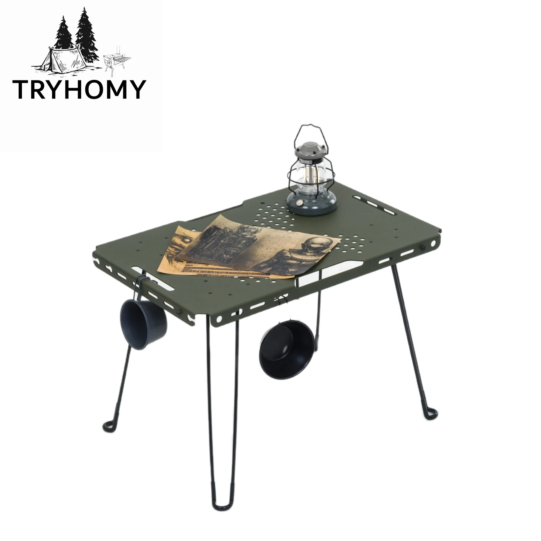 

Складной стол Tryhomy для отдыха на природе, тактический стол для кемпинга, портативный сращиваемый обеденный стол для пикника, легкий стол из алюминиевого сплава