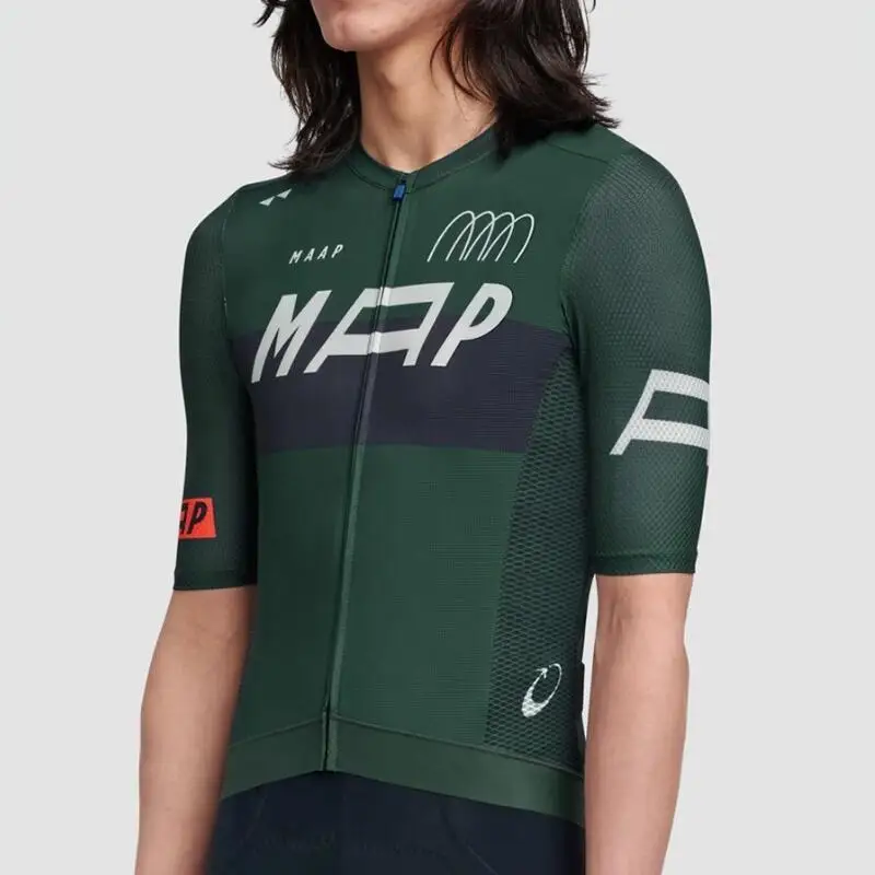 

MAAP 2022 New Coldback Tech Fabric UPF 50+ Pro Aero Fit Short Sleeve Cycling Jerseys Seamless Collar design Light Gray