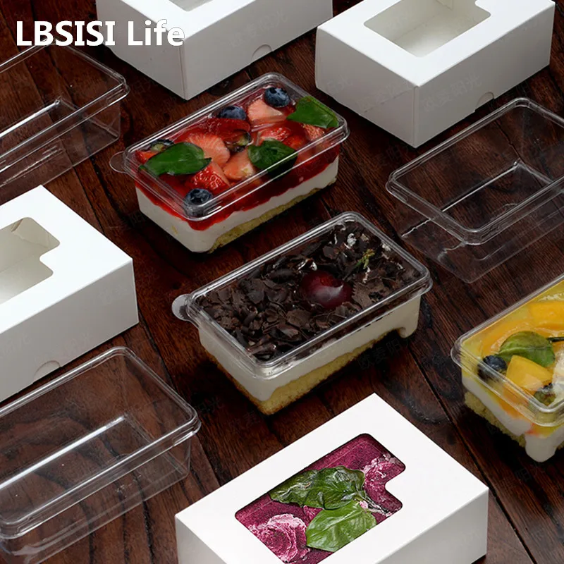 LBSISI Life 20 piezas-cajas de tiramisú transparentes, caja para pastel de Mousse, boda, fiesta de cumpleaños, Cupcake, pudín para hornear, embalaje de postre