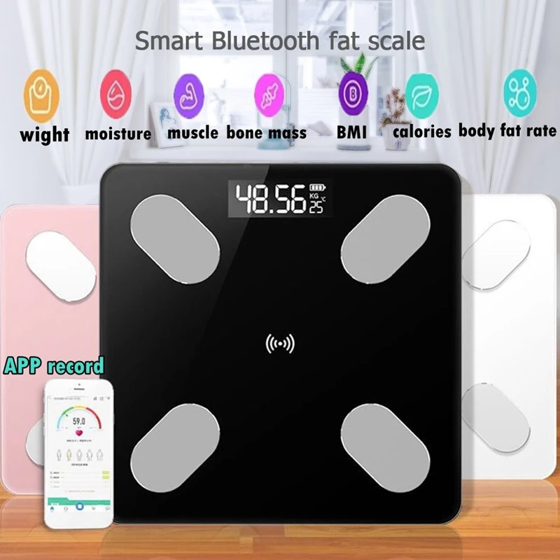 

26*26cm Body Fat Scale Smart BMI Scale LED Digital Bathroom Wireless Weight Scale Body Weight bluetooth Balance Android IOS APP