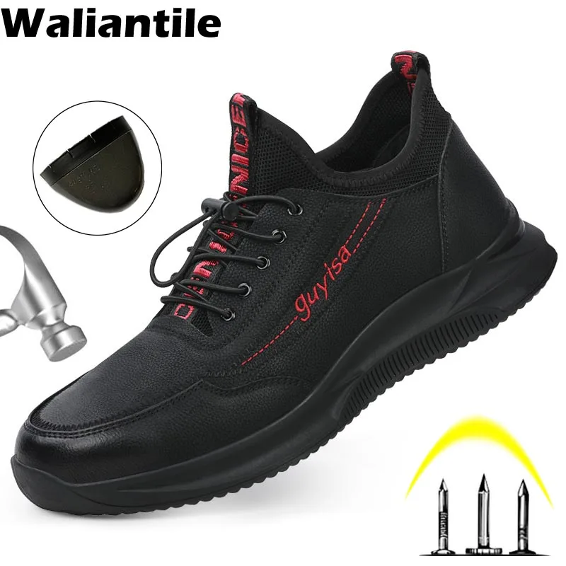 

Waliantile SRC Skid Proof Safety Work Shoes Men Puncture Proof Anti-smashing Labor Shoes Indestructible Steel Toe Sneakers Boots