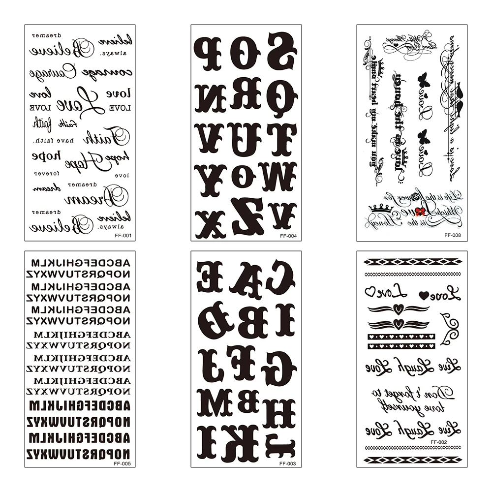 

Оптовая продажа, 30 шт./партия, водонепроницаемые наклейки на искусство, Английский алфавит, цветок, птица, красота, боди-арт для мужчин и женщин