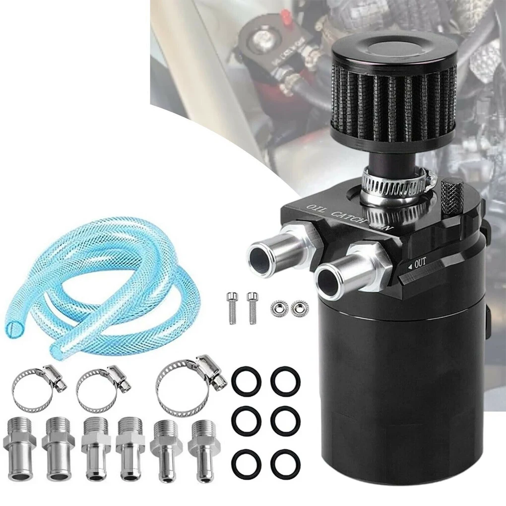 

2 Ports Car Oil Catch Can Vehicle Fuel Breather Reservoir Modified 300ml