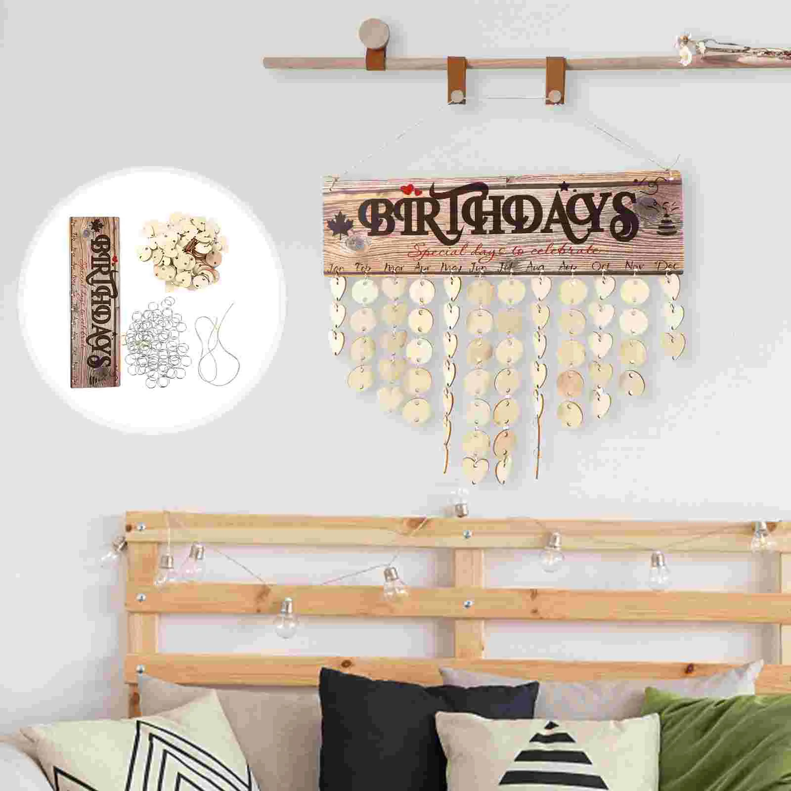 

Birthday Calendar Family Reminder Hanging Wall Wooden Board Plaquediy Tags Sign Craft Slicesblock Whiteboard Friends Kit Friend