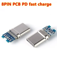usb3 0 type c with plate pd fast charging connector 8pin male socket receptacle through holes 8 pins support pcb board