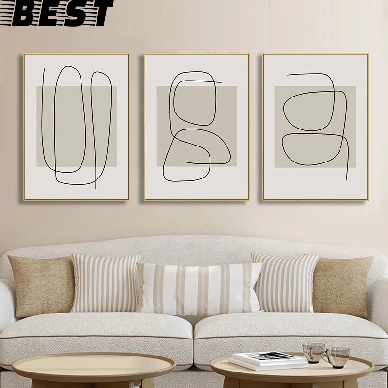 

Геометрическая фигурка линии, Абстрактная Картина на холсте, настенные постеры и принты, современные минималистичные художественные карти...