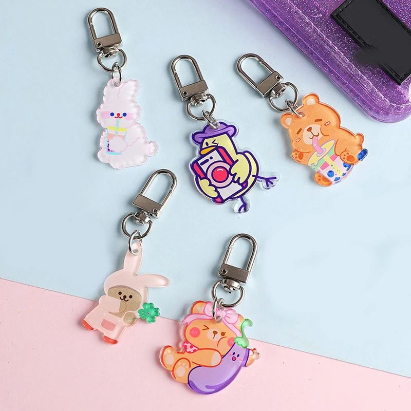 

Cartoon Mini Animal Keychain Acrylic Pendant Decoration Creative Chic Accessories Photo Album Pendant Fashion Sweet Girl Heart