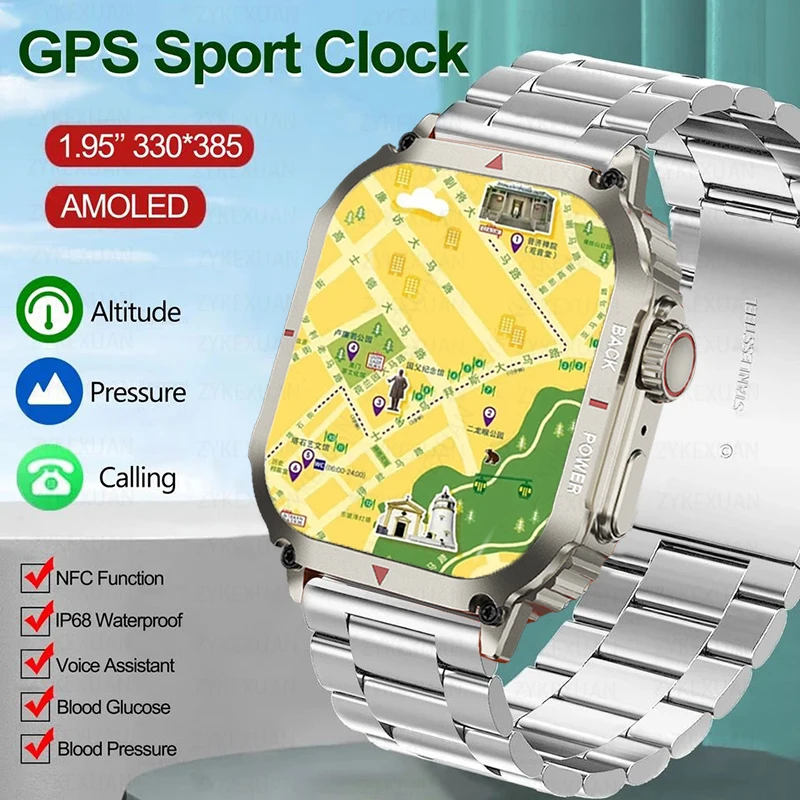 

Смарт-часы мужские с Bluetooth, GPS, датчиком движения и компасом