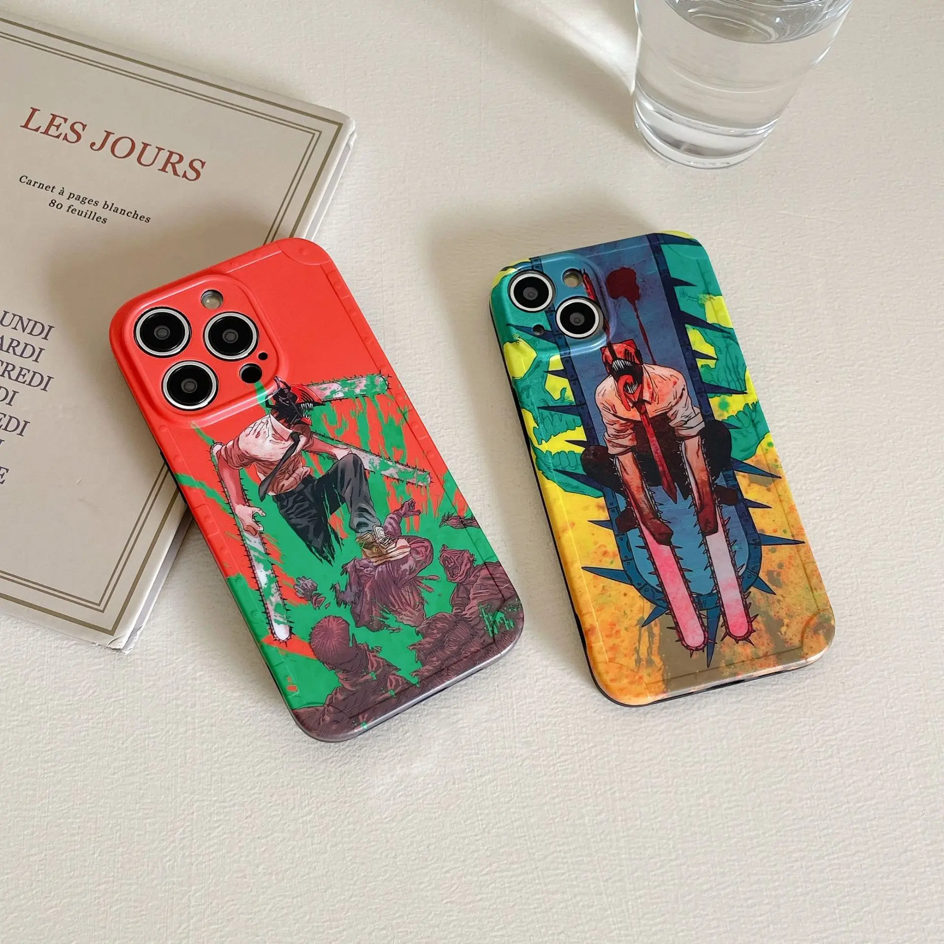 

Silicone Anime Chainsaw Man Phone Cas for iPhone 11 12 13 14 Pro Max Mini X XS Max XR 7 8 Plus SE2 Full Protection Cover