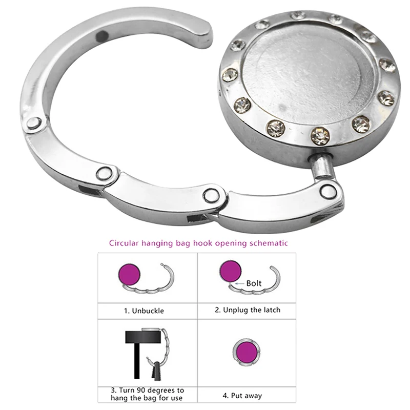Портативный крючок для сумки модный круглый кошелек с кристаллами держатель