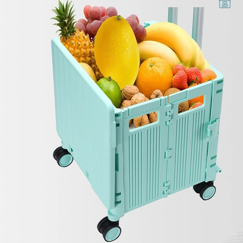 MiFuny 65L Rolling Luggage PP Foldable Hand Push Shopping Carry on Luggage Trolley Case Supermarket Travel Suitcases with Wheels