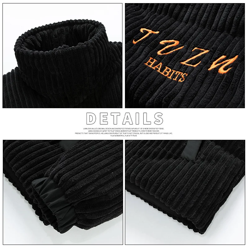 New Winter 2022 Youth Thick Warm and Contrasting Color Down Jacket Men's Fashion Stand-up Collar Windbreak Jacket