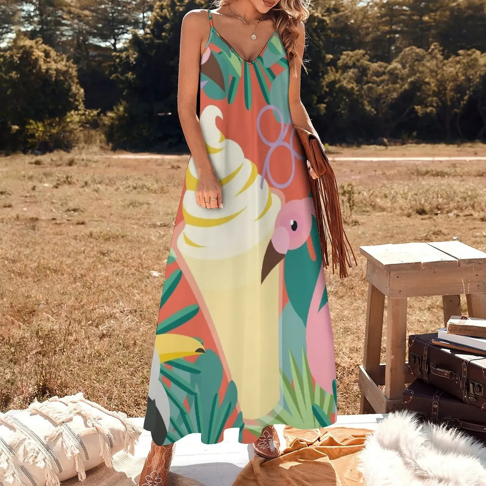 Минималистичное платье без рукавов Dole Whip женская одежда женские платья длинные