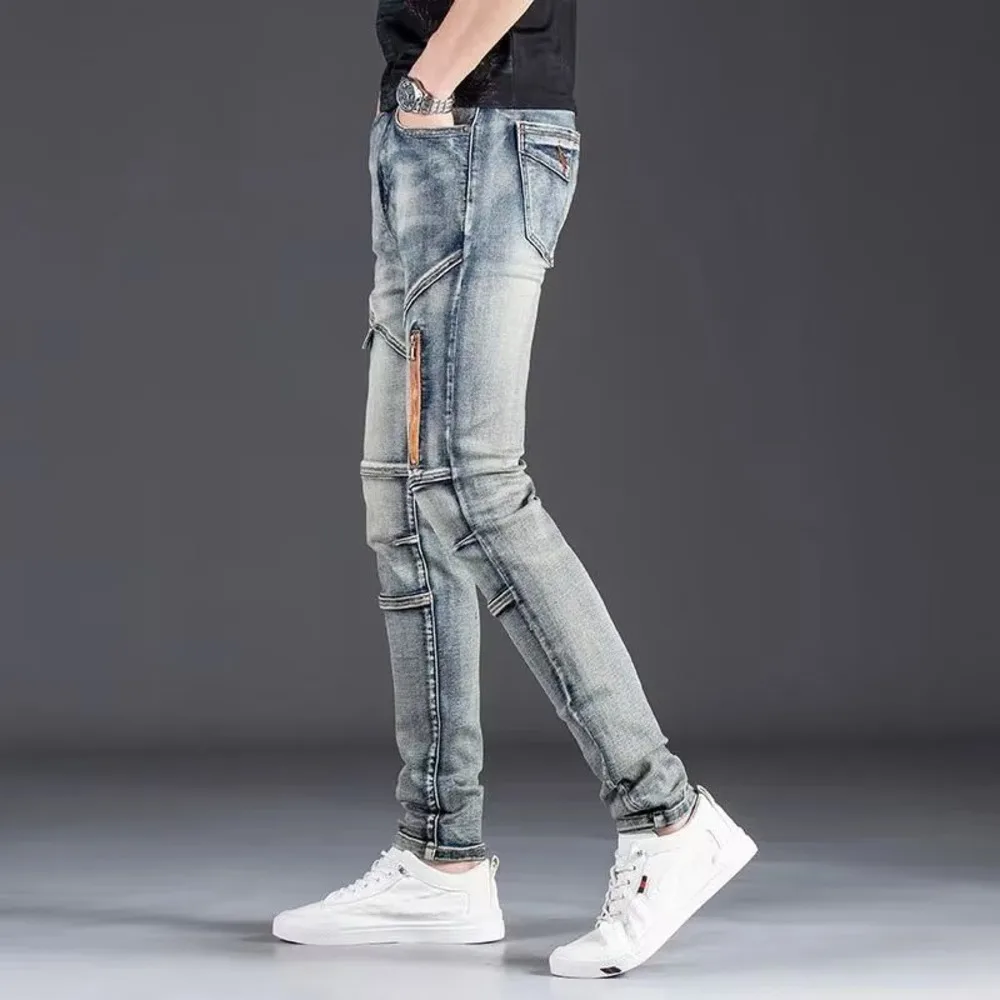 New Washed Jeans, Casual And Versatile, Loose Fitting Straight Pants, New Men's Trend, Simple Printing, Spring Youth Trend
