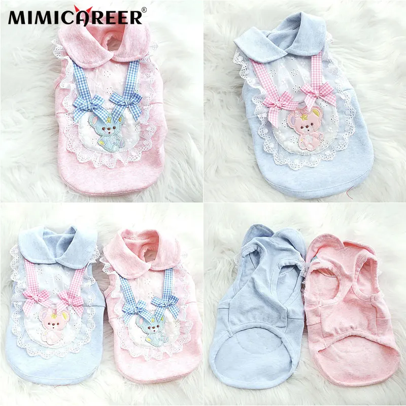 

Pet Lapel Clothes For Small Dogs Cats Cute Cartoon Bear Printed T-shirt Summer Breathable Two-legged Vest Shirt Pet Costume