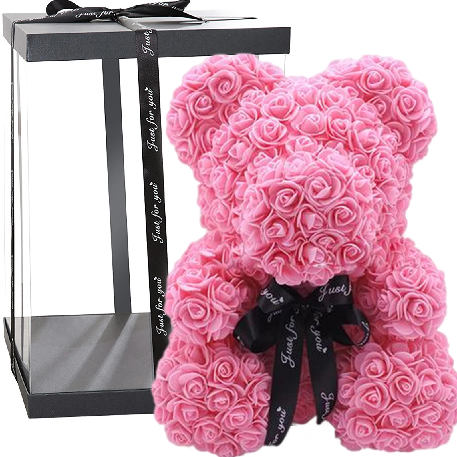 

DIY 25 Cm Teddy Rose Bears With Box Artificial PE Flower Bear Rose Valentine's Day For Girlfriend Women Wife Mother's Day Gifts