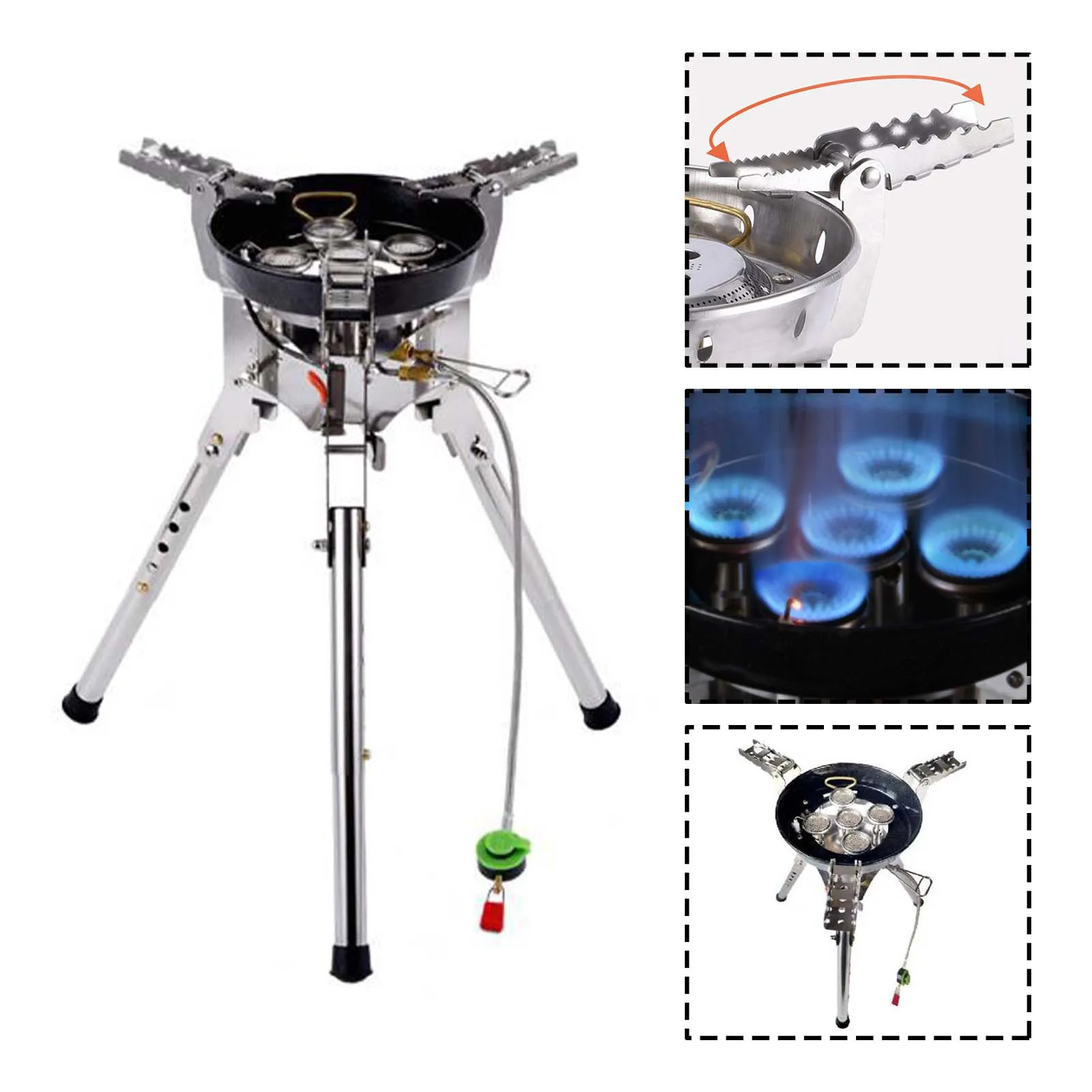 4360W/8400W Portable Camping Stove Outdoor Picnic High-power Windproof Gas Stove Integrated Lifting Fiery Stove for BRS 69 69A