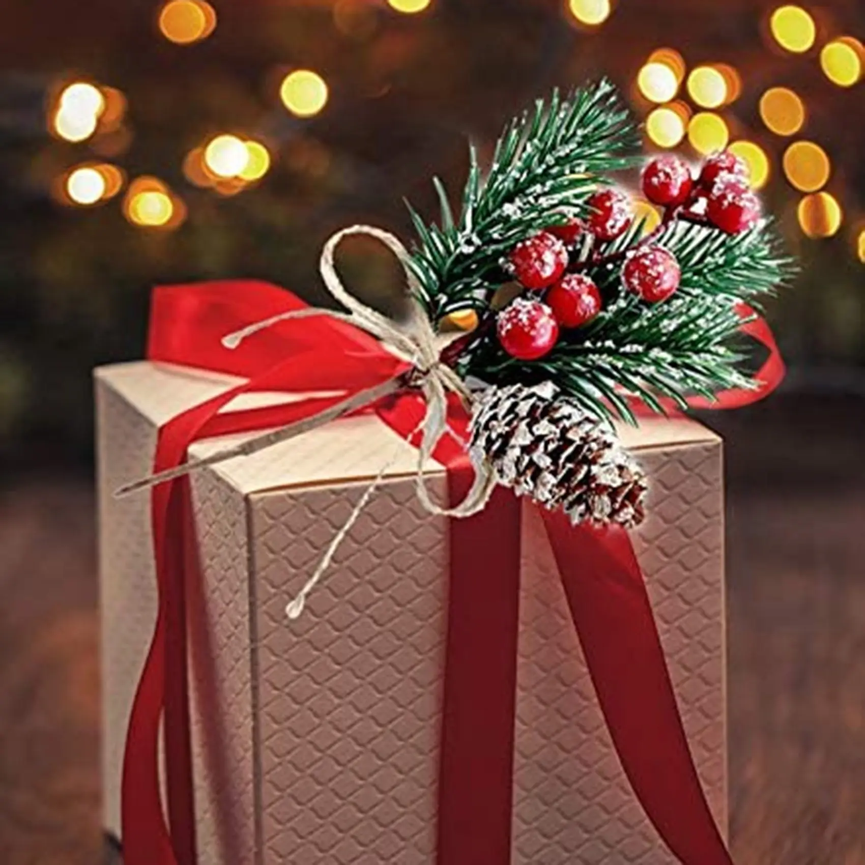 Красные ягоды сосновые ветви вечнозеленые рождественские Декор 8 шт.