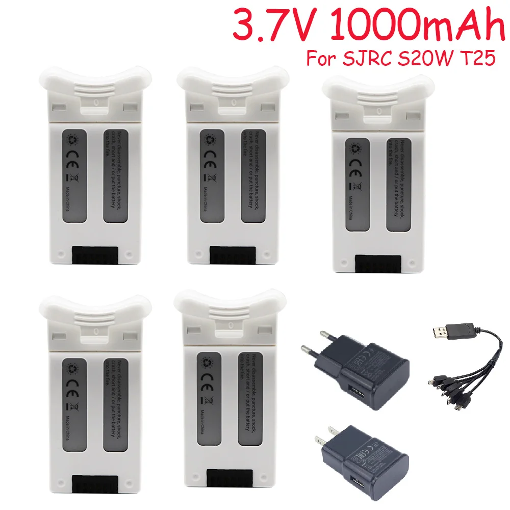 Зарядное устройство Lipo 3,7 в 1000 мАч для SJRC S20W T25 четырехосевой Квадрокоптер запасные части для радиоуправляемой камеры