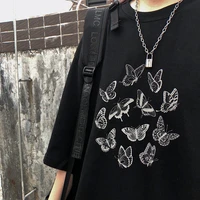 women t shirt gothic y2k cute butterfly print harajuku black vintage short sleeve oversized t shirt kawaii casual aesthetic tops