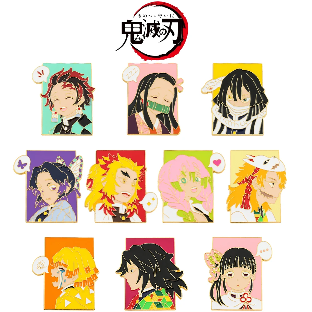 

Манга киметсу No Yaiba Фигурка ювелирные изделия милая фотография рюкзак мультяшный металлический значок брошь аксессуары Подарки для фанато...