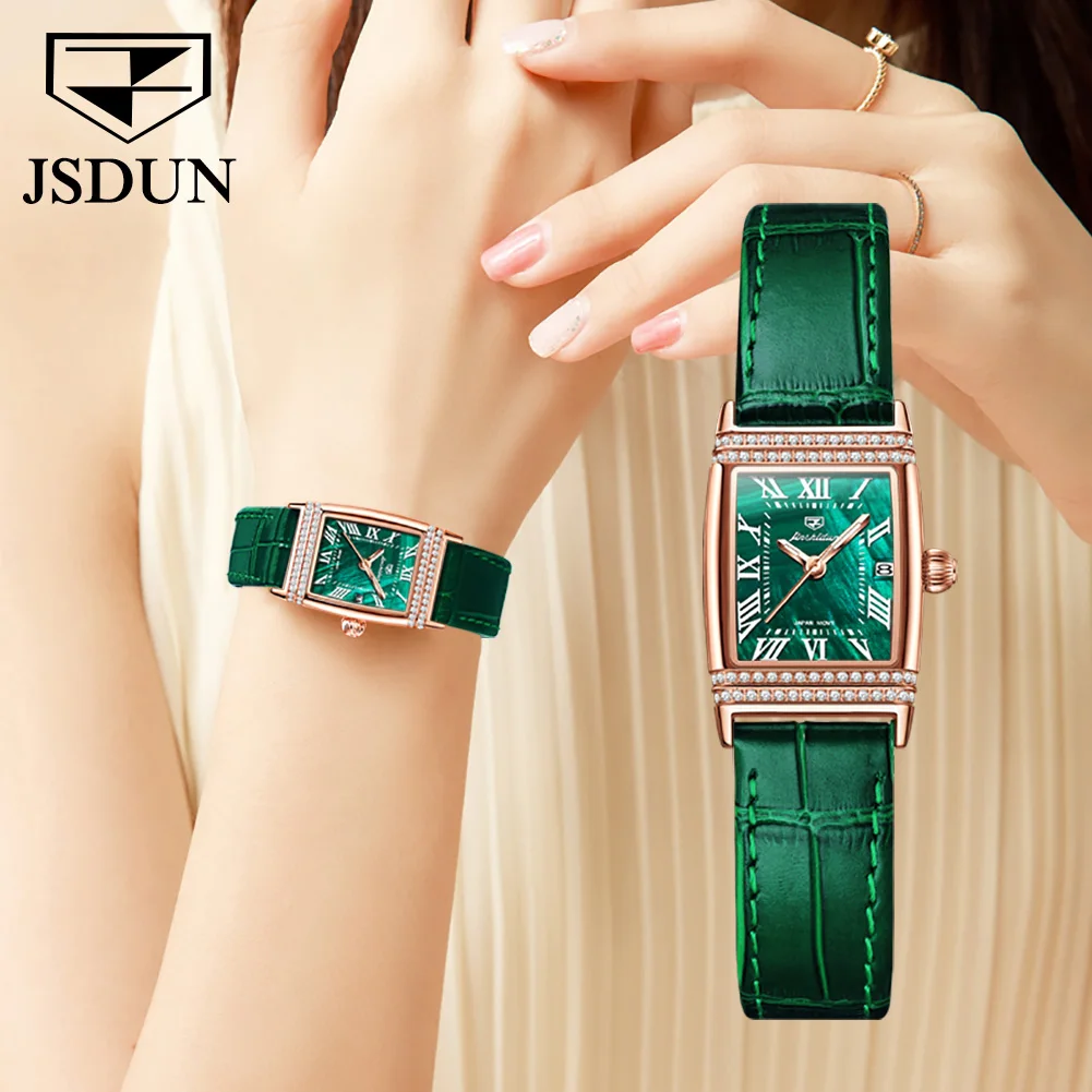 Reloj Mujer JSDUN Fashion Women's Quartz  Wrist Watch Classic Leather Strap Luxury Diamond Dial Waterproof Ladies Bracelet Gift