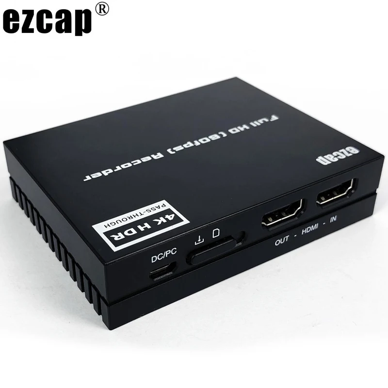 

4K 60hz HDR Bypass Audio Video Capture Card 1080P 60fps Game Recorder Recording Box To TF card,Mic Input Sound Record,no need PC