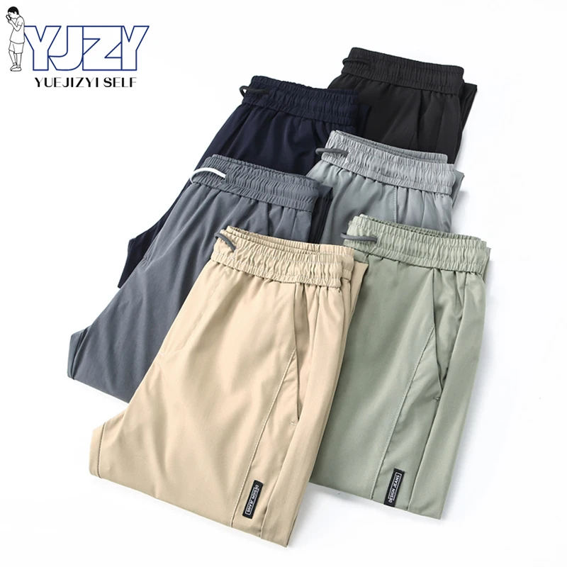 

Брюки мужские классические деловые повседневные, модные эластичные однотонные штаны, на шнуровке, облегающие, весна-лето 2023