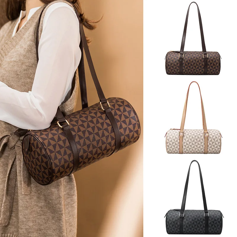 

2023 Winter New Women's Windmill Print Cylinder Everything Bump Color Ladies Commuting Shoulder Bags .