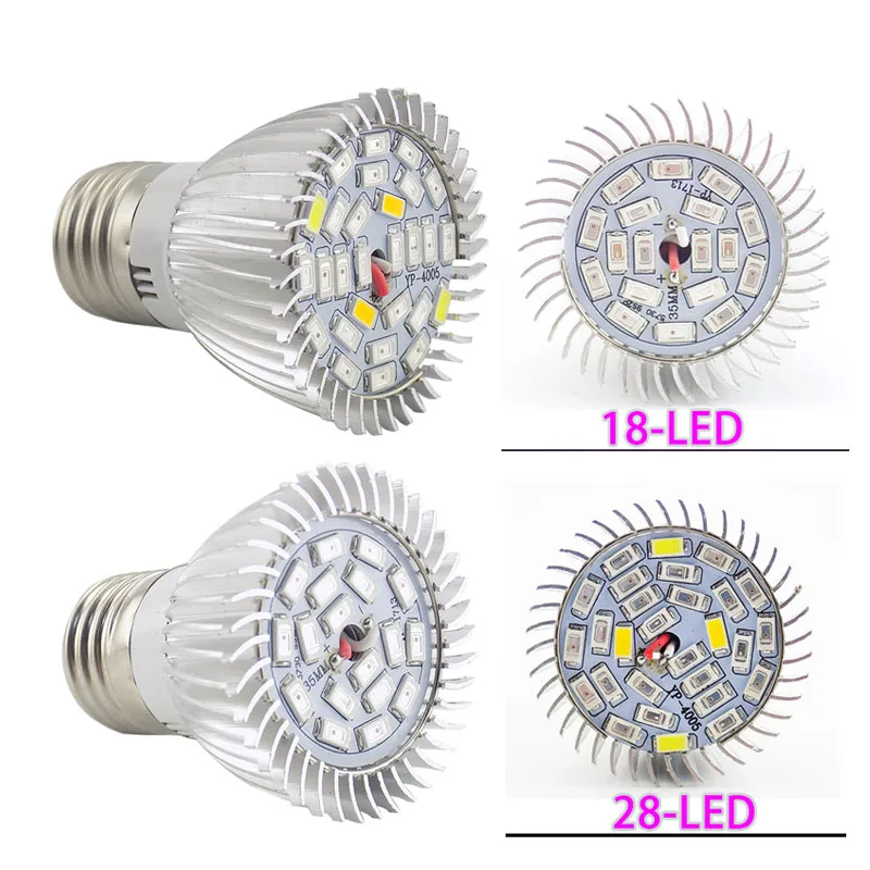 

18led 28 LED Plant Grow Light Bulbs E27 Lamp For Flower Greenhouse Vegetable Growing Hydroponics Room Indoor Plants Growth U26