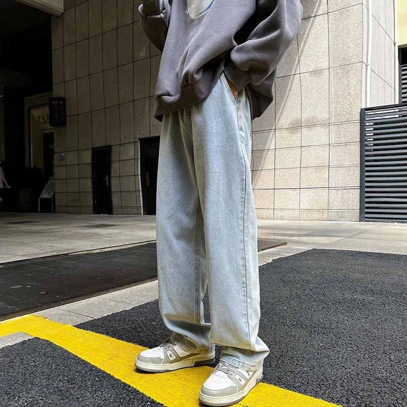 2022 Blue Black Baggy Jeans Men Fashion Casual Straight Jeans Men Streetwear Hip Hop Loose Denim Pants Mens Trousers M-2XL