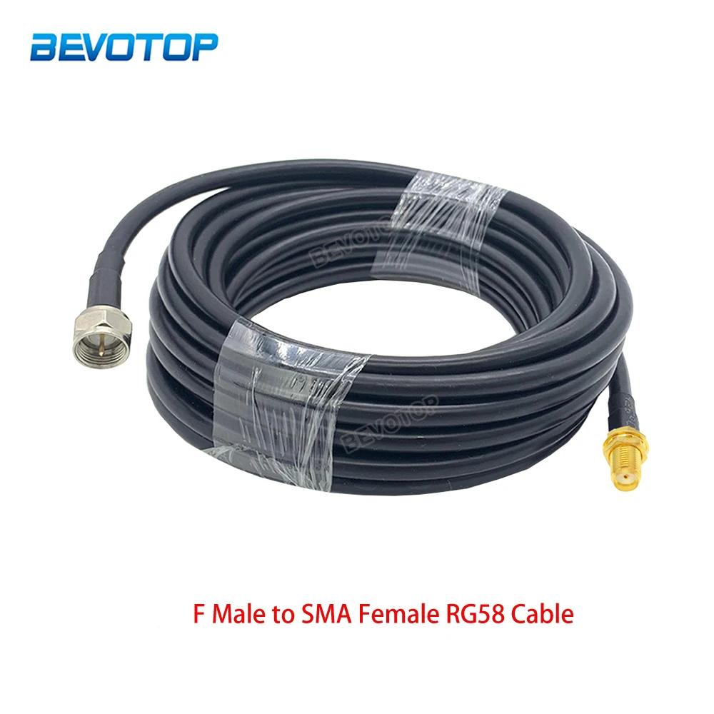 RG58 RF Coax Cable F Male Plug to SMA Female Jack WiFi Antenna Extension Cable Low Loss Coaxial Cable for RF Radio Ham Radio