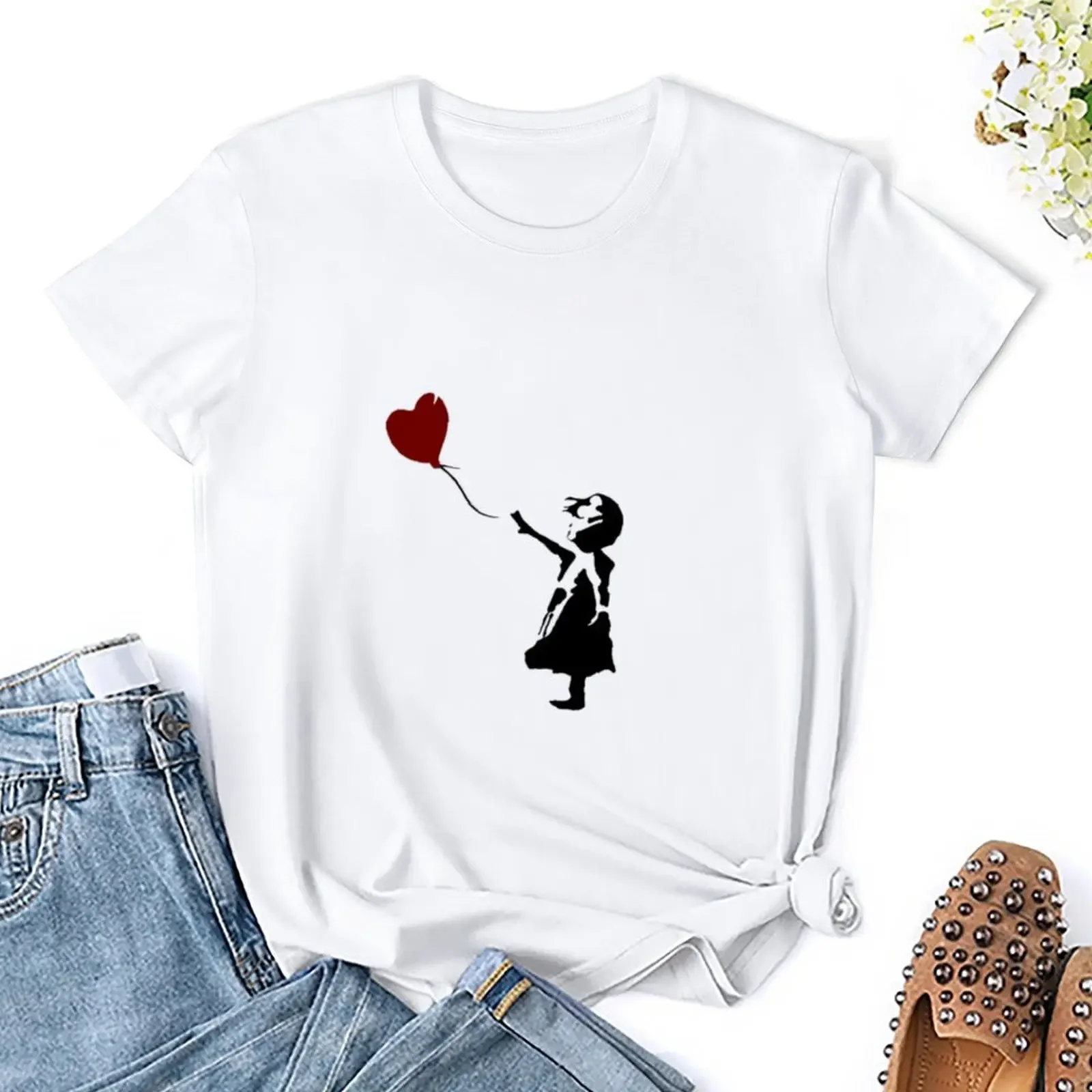 Футболка Bansky Fan Art с воздушным шаром кавайная одежда рубашка животным принтом для